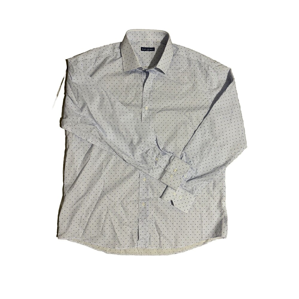 Rafi Ruben Roma Shirt Men’s Light Blue Striped Size 18 / 45” Sleeve Clean NWT